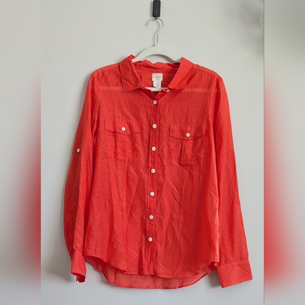 J. Crew Women's Red Button-Down Shirt